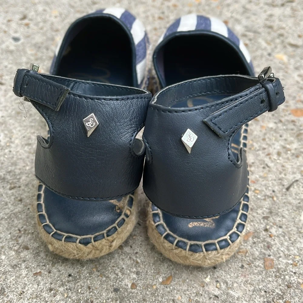 Sam Edelman “Vivian” Striped Espadrille Sandals in Navy and White Sz 6